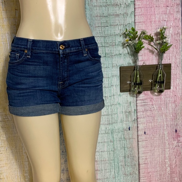 dark denim jean shorts